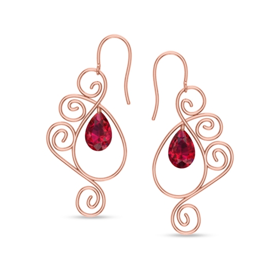 Babitha Ruby Gold Drop Earrings Design For daily use 