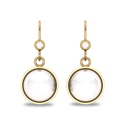 Naomi Pearl Drop Diamond Earrings 