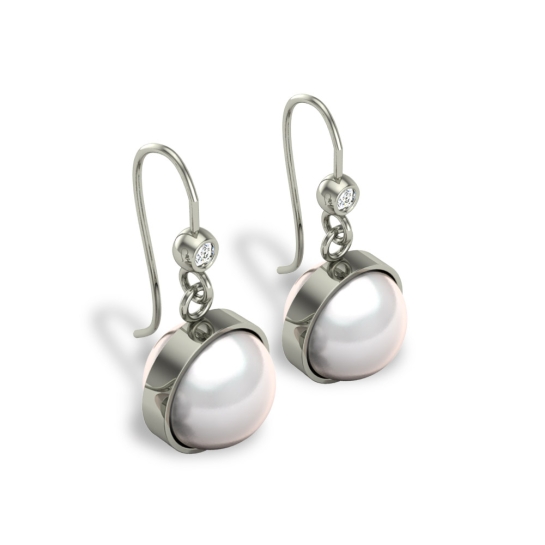 Azmin Pearl Drop Diamond Earrings 