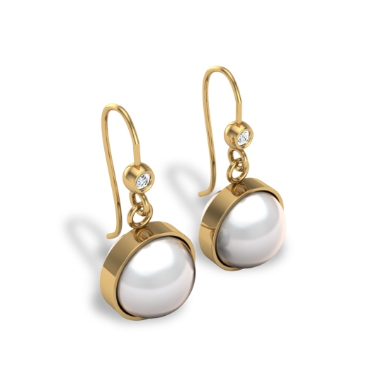 Naomi Pearl Drop Diamond Earrings 