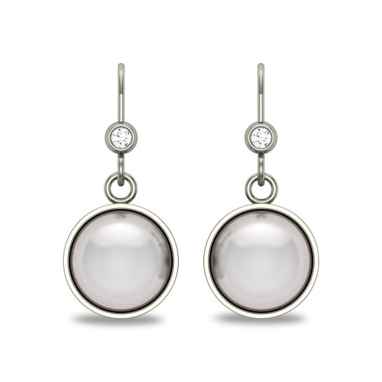 Naomi Pearl Drop Diamond Earrings 