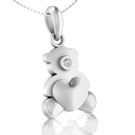 Teddy Love Heart Diamond Pendant