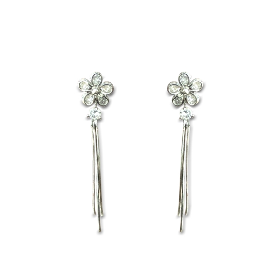 925 sterling silver flower drops earrings
