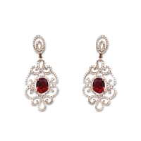 925 Sterling Silver Rose Gold Plated Ruby Earrings