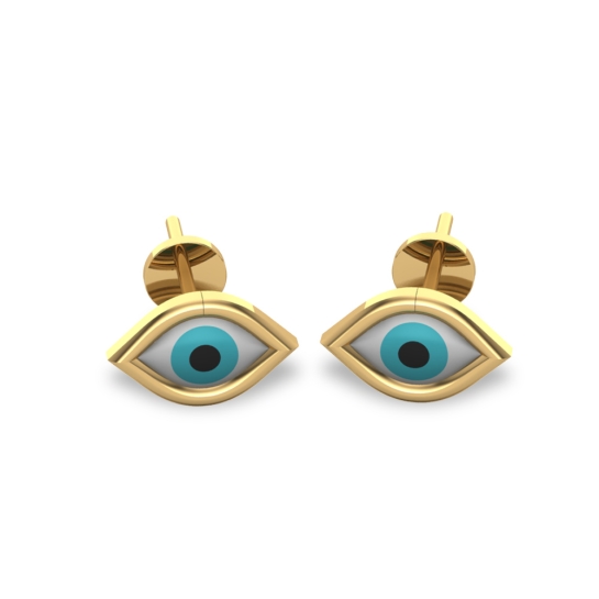 Akshita  Yellow Gold Evil Eye Stud Earrings For Women 