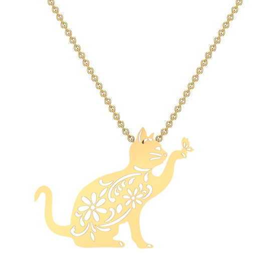 Ariana Cat Gold Pendant Designs For female