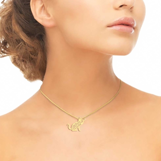 Avivah Cat Gold Pendant Designs For Female