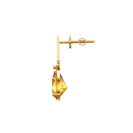 Aabharna Citirine Yellow Gold Diamond Drop Earrings