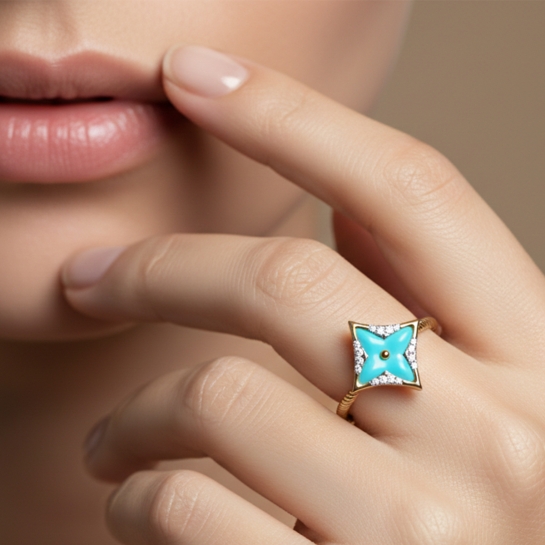 Aarika Turquoise Star Ring
