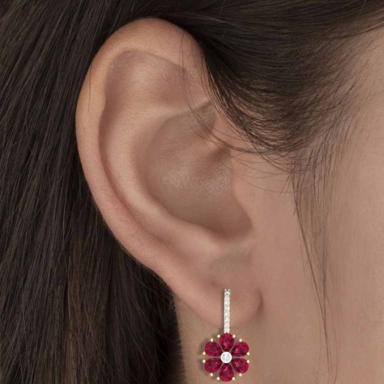 Ada Flower Drop Diamond Earrings