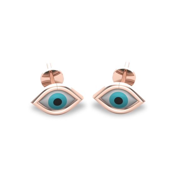 Akshita Yellow Gold Evil Eye Studs Earrings For Women