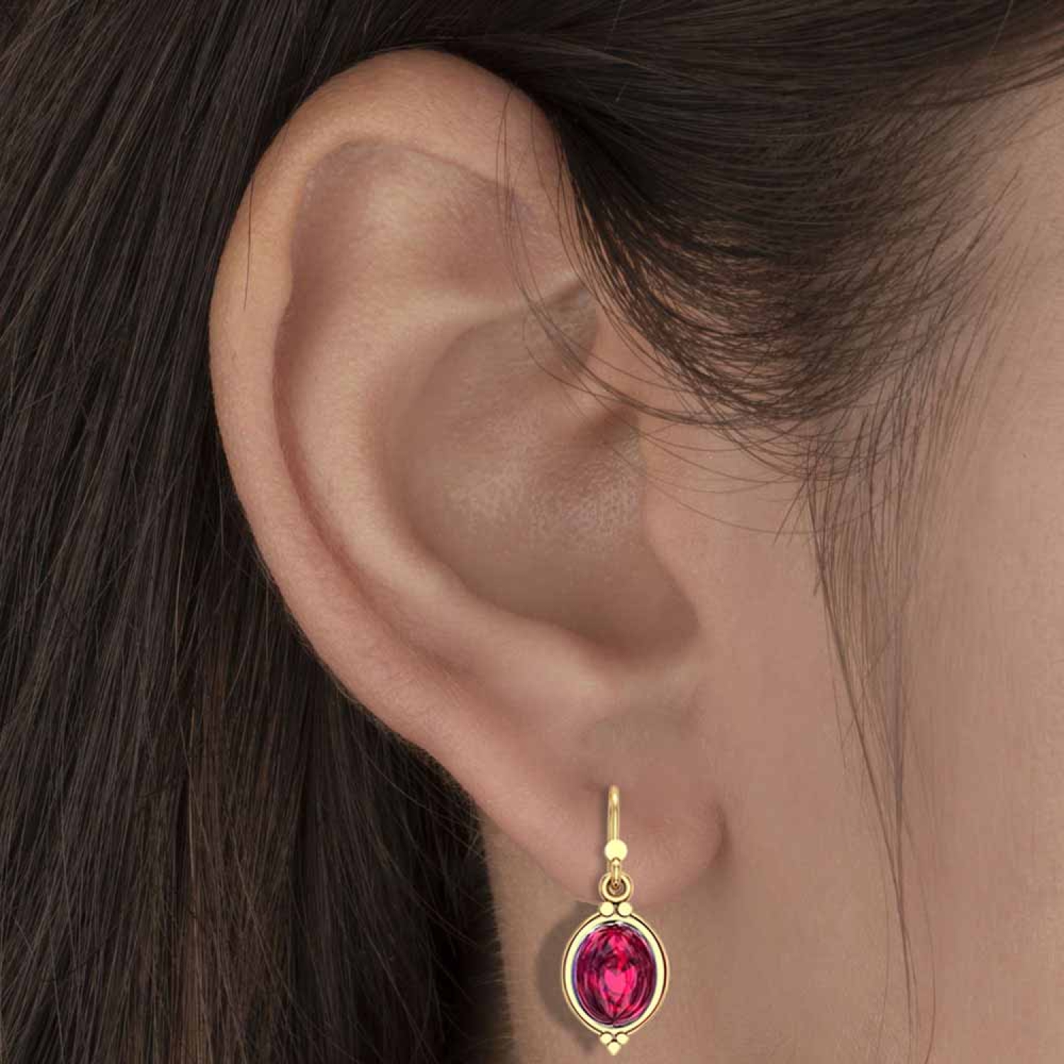 Outlandish long ruby earrings