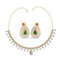 Emerald Teardrop Royal Necklace Set