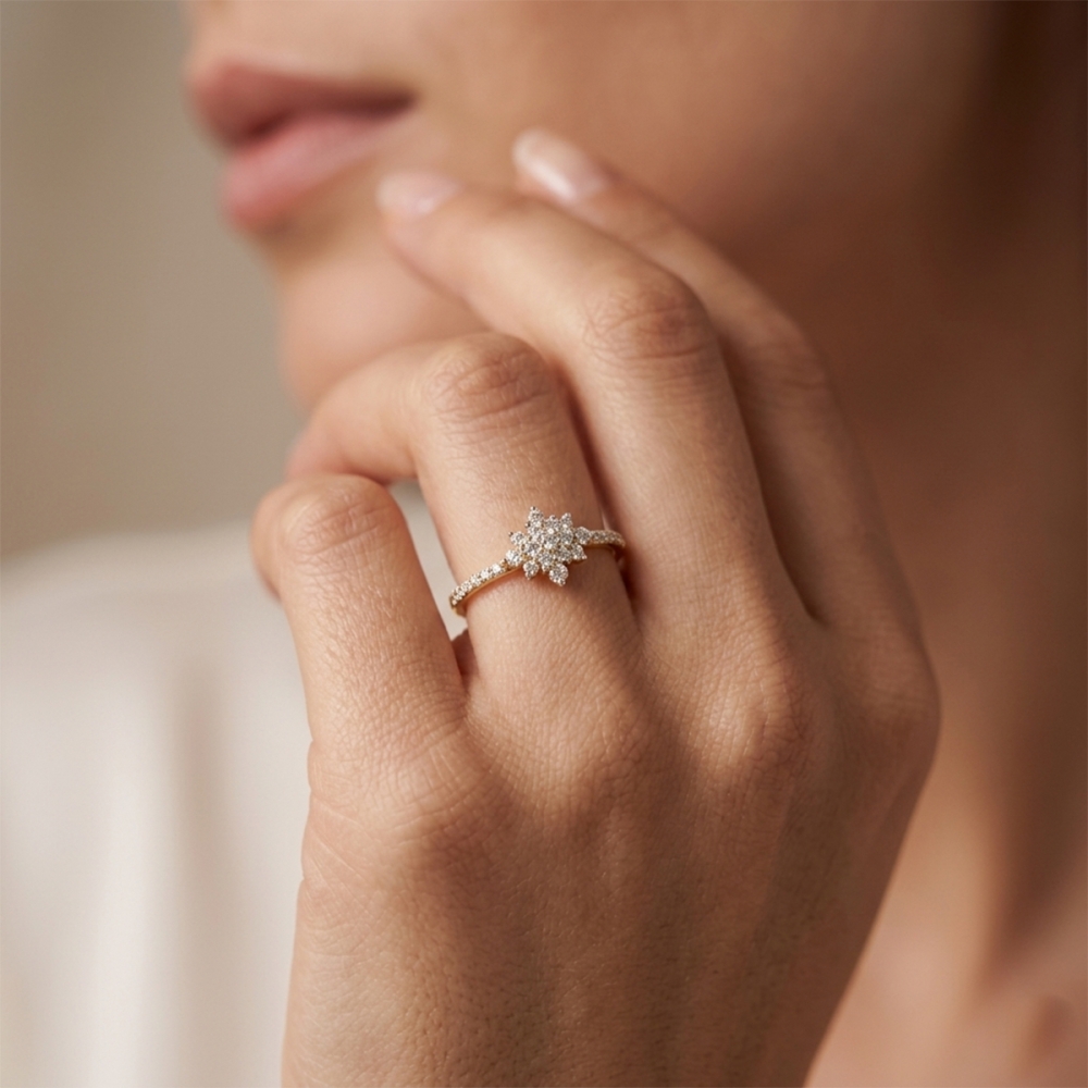 Rosy Gold and Diamond Ring