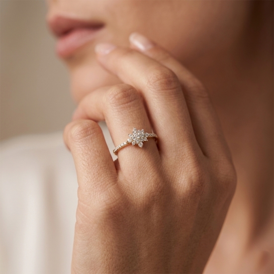 Rosy Gold and Diamond Ring