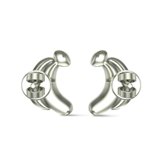 White Gold 18k Banana Stud Earrings for Kids and Teen Girls