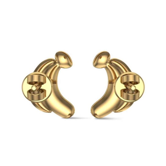 18k Banana Rose Gold Stud Earrings for Kids and Teen Girls