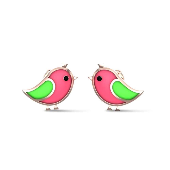 White Gold Bird 18k Stud Earrings for Kids and Teen Girls