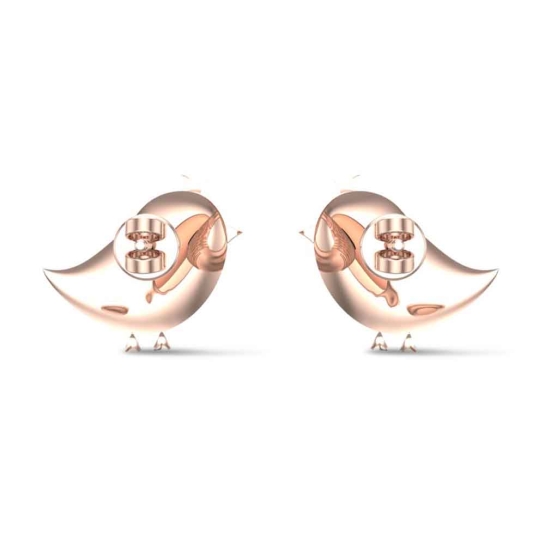 18k Rose Gold Bird Stud Earrings for Kids and Teen Girls