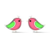 White Gold Bird 18k Stud Earrings for Kids and Teen Girls