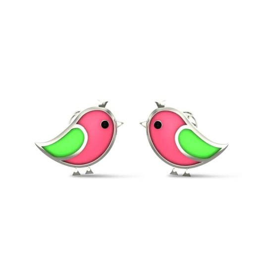 18k Rose Gold Bird Stud Earrings for Kids and Teen Girls