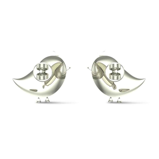 18k Rose Gold Bird Stud Earrings for Kids and Teen Girls