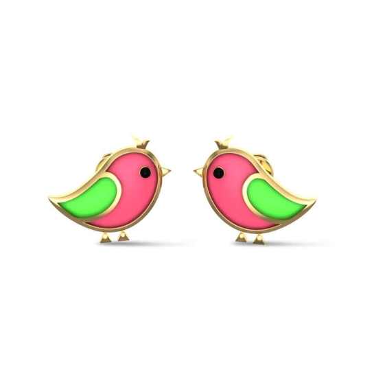 White Gold Bird 18k Stud Earrings for Kids and Teen Girls