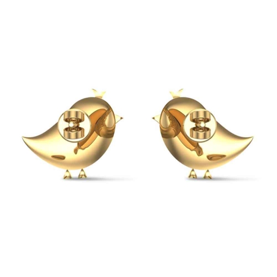 Bird 18k Yellow Gold Stud Earrings for Kids and Teen Girls