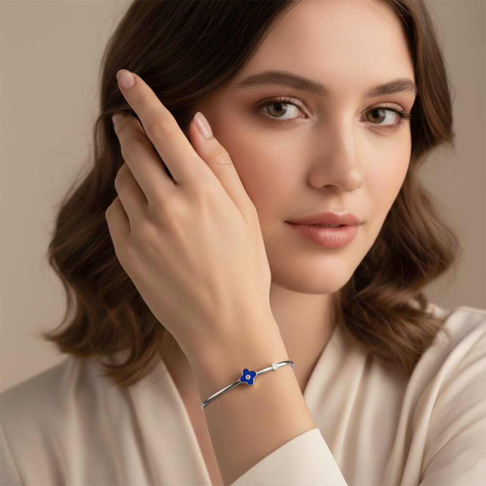 Blue Blossom Charm Bangle