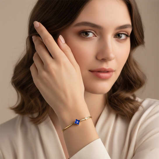 Blue Blossom Charm Bangle