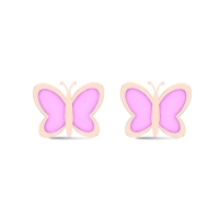 18k Butterfly Rose Gold Stud Earrings for Kids and Teen Girls