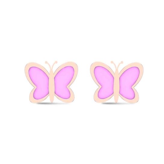 White Gold 18k Butterfly Stud Earrings for Kids and Teen Girls