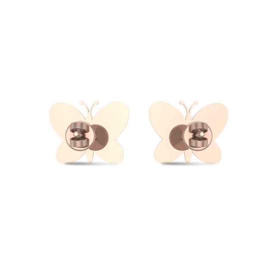 Butterfly 18k Yellow Gold Stud Earrings for Kids and Teen Girls