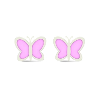 White Gold 18k Butterfly Stud Earrings for Kids and Teen Girls