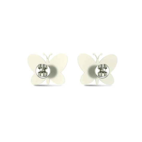 White Gold 18k Butterfly Stud Earrings for Kids and Teen Girls