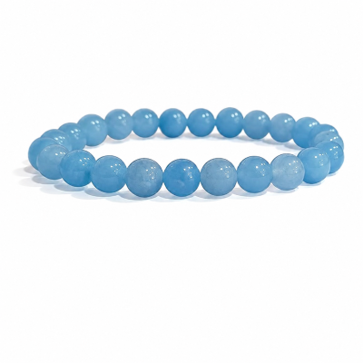 Aquamarine Bracelet with Selenite Plate | Natural Crystal Bracelet for Calm, Communication & Energy Cleansing