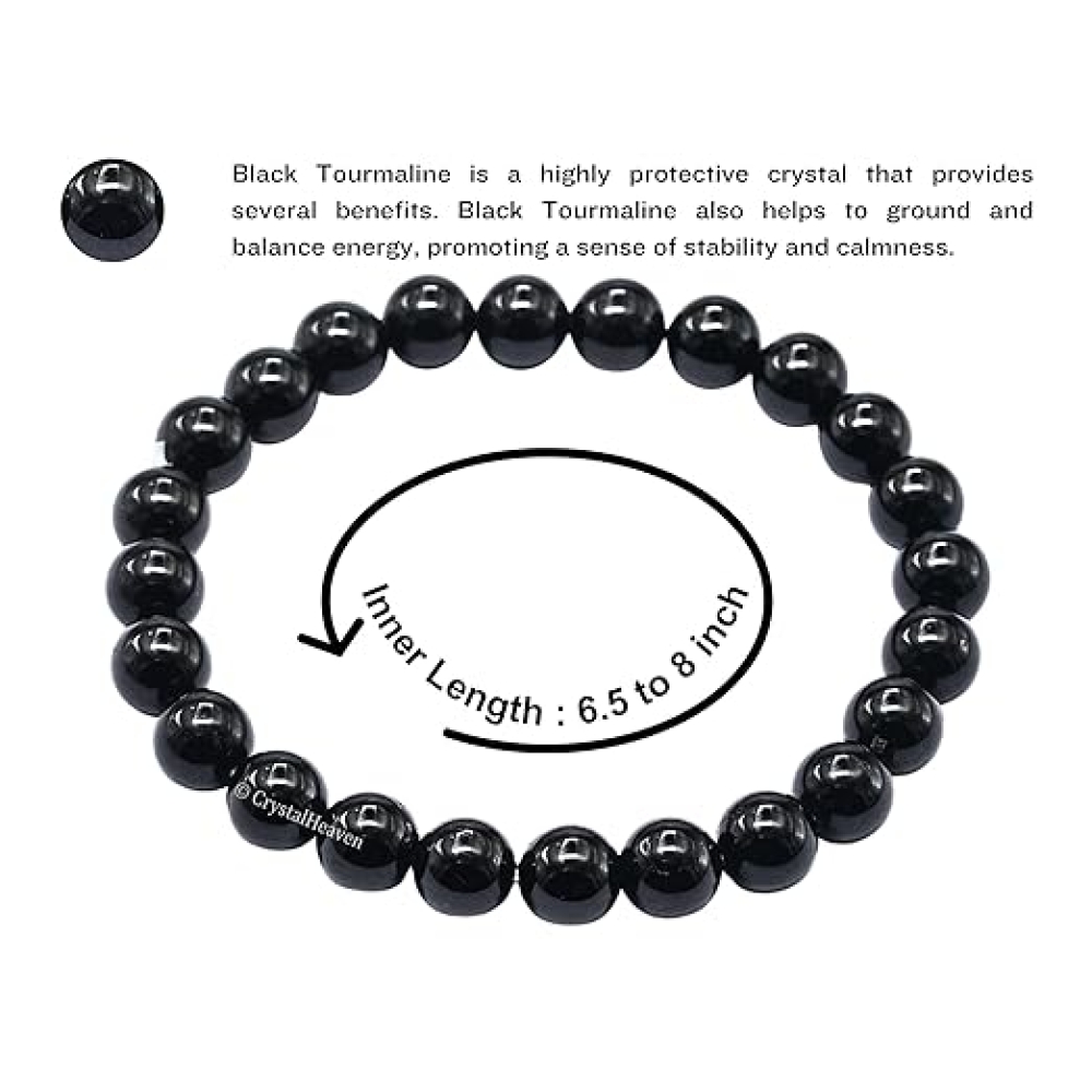 Black Tourmaline Bracelet | Healing Crystal Beaded Bracelet for Protection, Balance & Positive Energy | Unisex