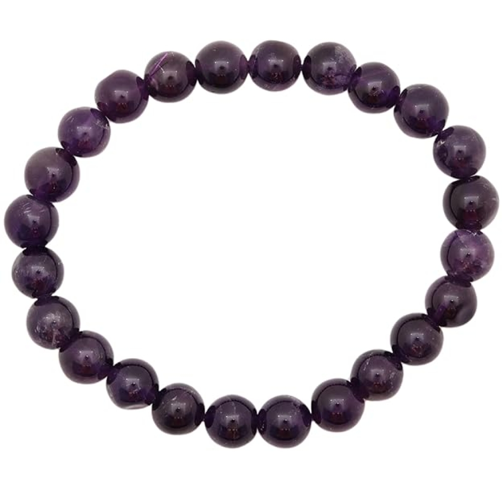 Rudrashan Amethyst Bracelet 8mm – Natural Healing Crystal Bracelet for Stress Relief, Peace, Protection & Meditation