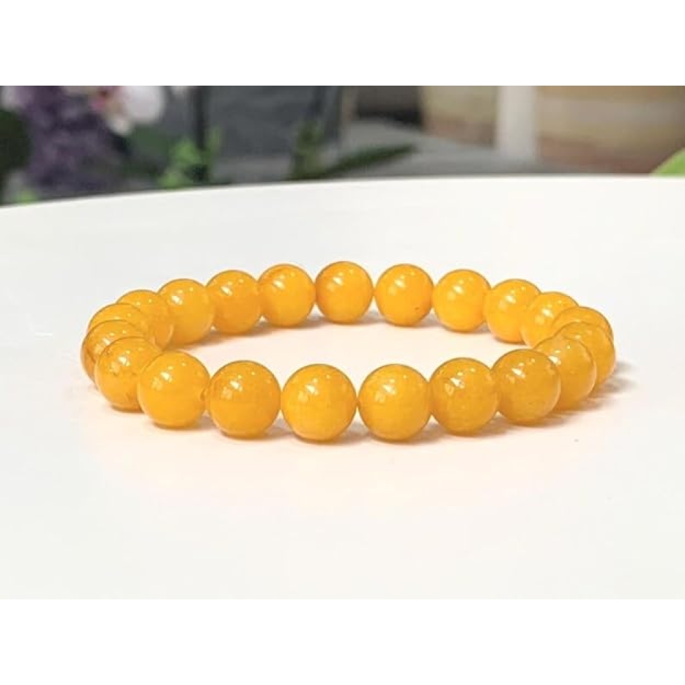 Yellow Topaz Jade Bracelet | 8mm Natural Healing Gemstone Energy Bracelet
