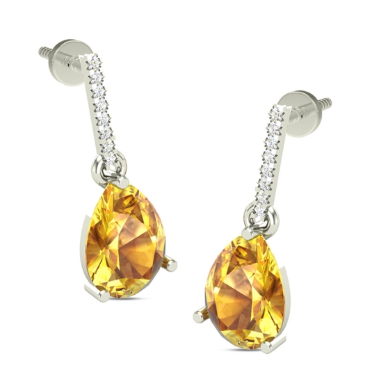 Charlotte Citrine White Gold Drop Earrings