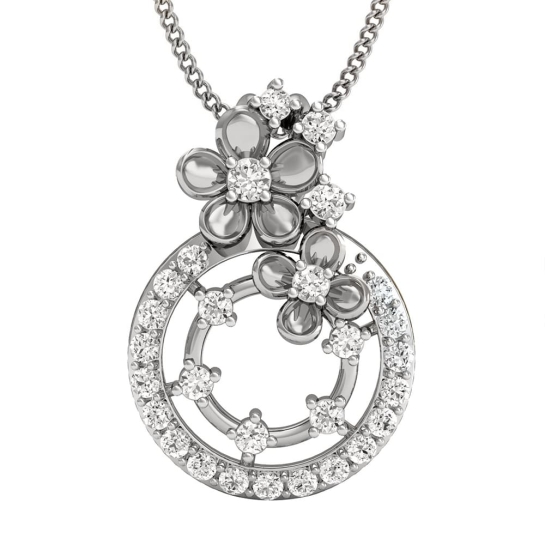 Diamond Daisy Necklace 1/3 ct tw Round-cut 10K White Gold 18