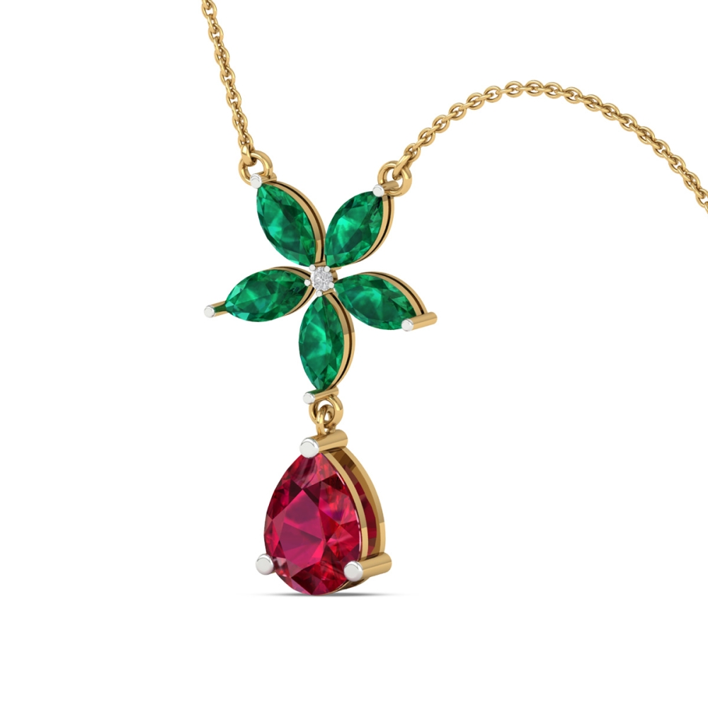 Emerald Bloom Drop Pendant