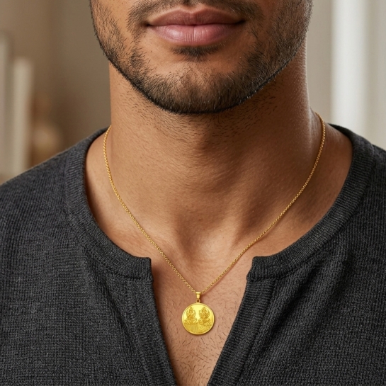  Lord Ganesha and Lakshmi  gold coin Pendant For Men and Women  