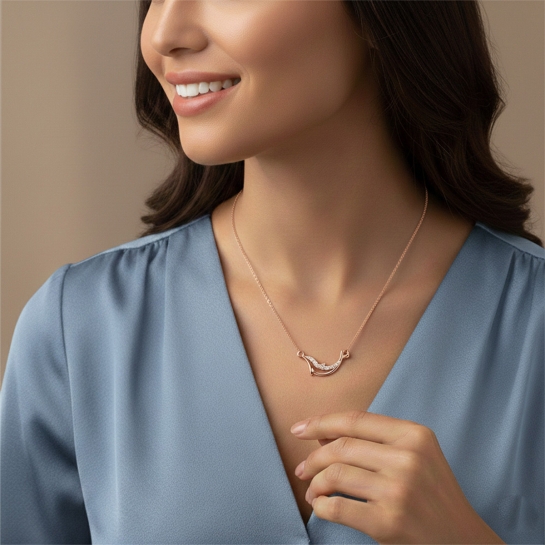 Golden Wave Dolphin Pendant