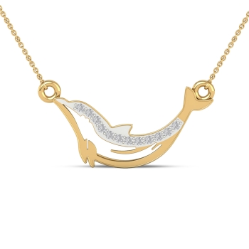 Golden Wave Dolphin Pendant