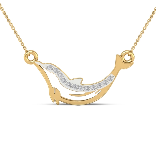 Golden Wave Dolphin Pendant