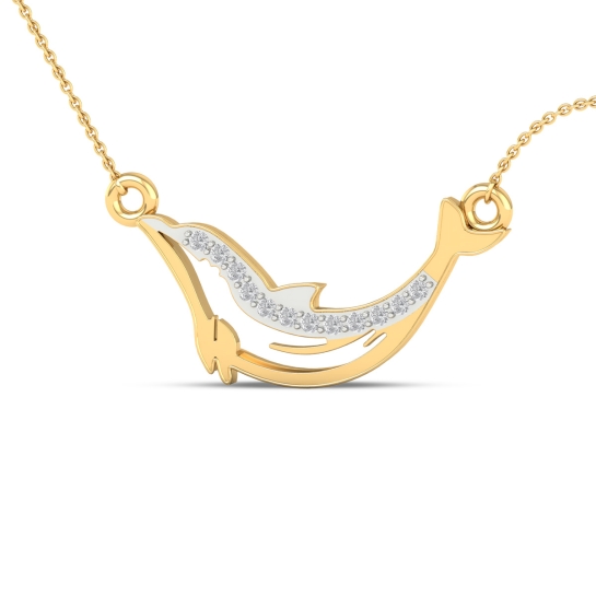 Golden Wave Dolphin Pendant