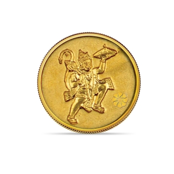 Dishis 24k(999) Yellow Gold Hanuman Ji 10 gm Coin