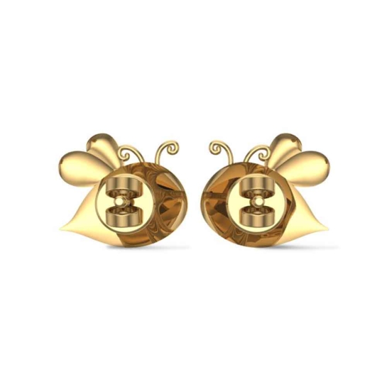18k Honey Bee Rose Gold Stud Earrings for Kids and Teen Girls