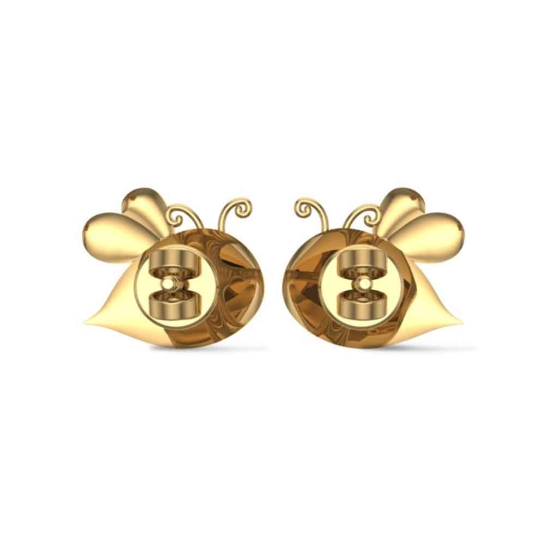 Yellow Gold Honey Bee 18k Stud Earrings for Kids and Teen Girls